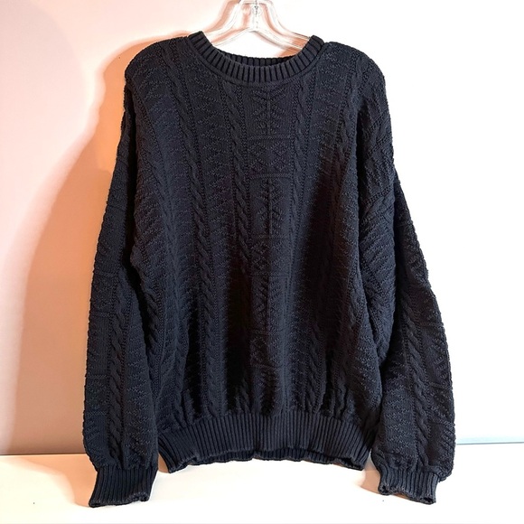 GANT Men’s Navy Blue 100% Cotton Chunky Cable Knit Sweater, Crew Neck, Size L - Picture 1 of 7